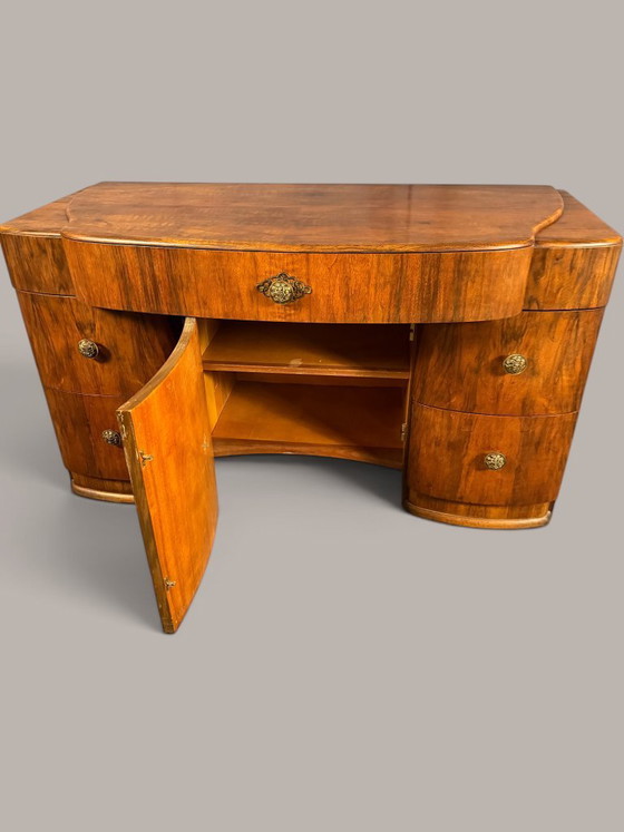 Scrivania Art Déco in noce stile Streamline, circa 1935 – Tavolini, Wood (photo 6 of 11)