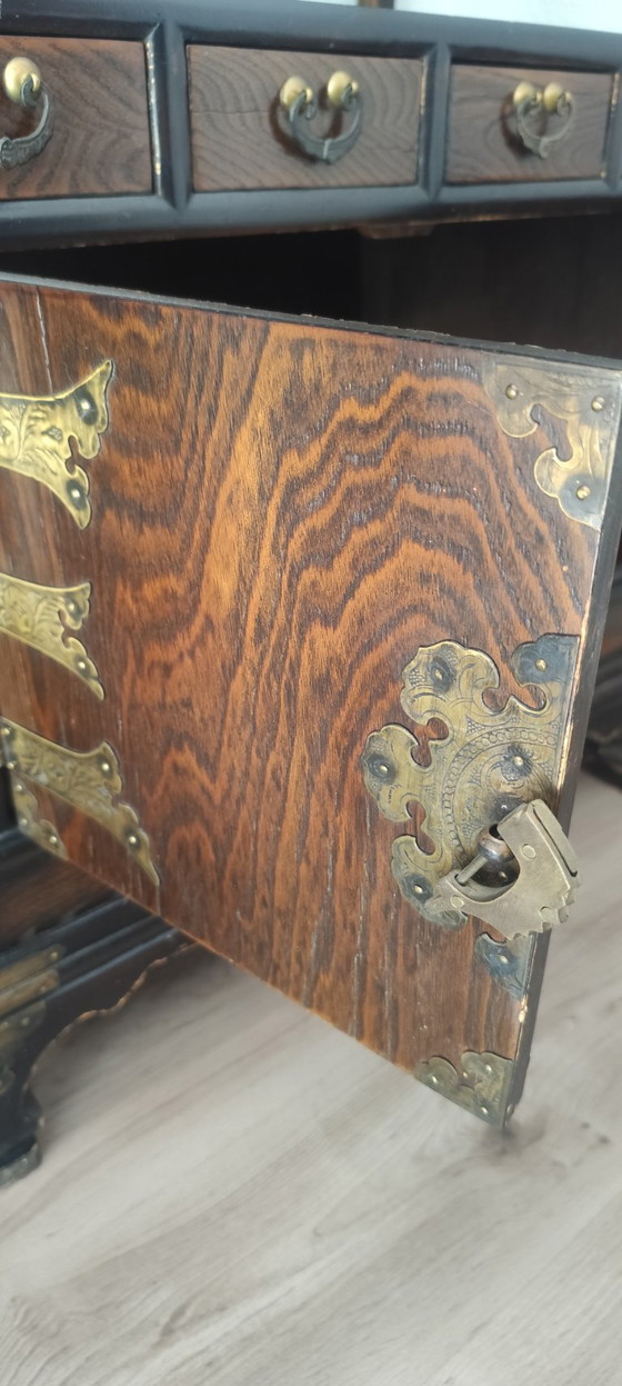 Asian Style Side Table – Cabinets, Wood, Brass (photo 8 of 12)