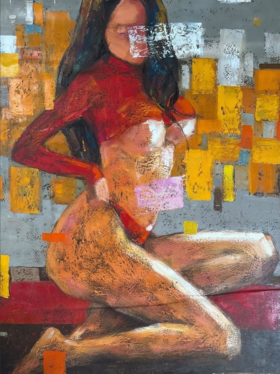 Image 1 of Groot Origineel Schilderij (120x100) – Hoang Anh – Naakt in Olieverf