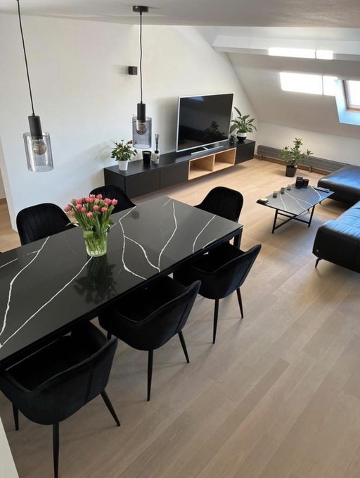 Table de salle à manger Recor en marbre Nero Marquina 240 x 100