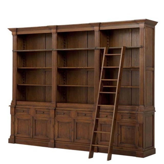 Image 1 of Eichholtz boekenkast bibliotheek kast King William + ladder - 322 cm