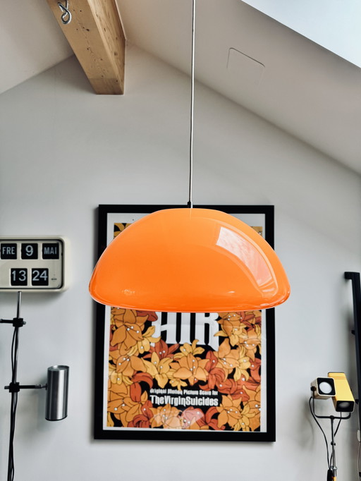 Harvey Guzzini 'Cabras' lampe pendante par Luigi Massoni Mid Century Modern Vintage Retro Lighting 45cm