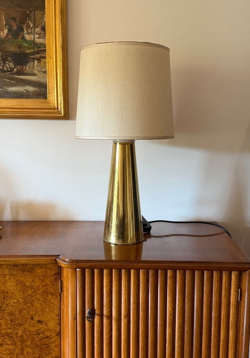 Hollywood regency conical brass table Lamp, Italy 1970