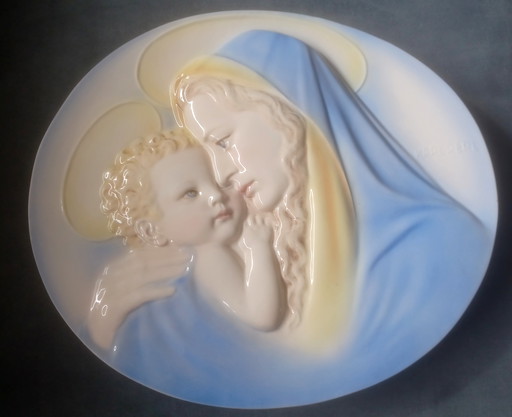 Antique relief plaque Vienna Austria Karl Perl Maria & Child Jesus