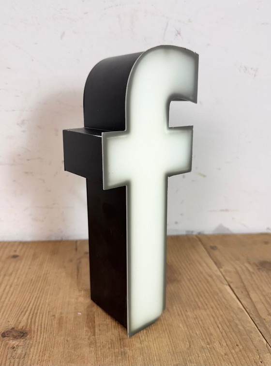 Image 1 of Vintage Grey Illuminated Letter F , 1970s