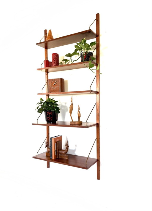 Vintage Deens Teakhouten Wandsysteem ‘60 – wandkast, Wood, Brass (photo 2 of 13)
