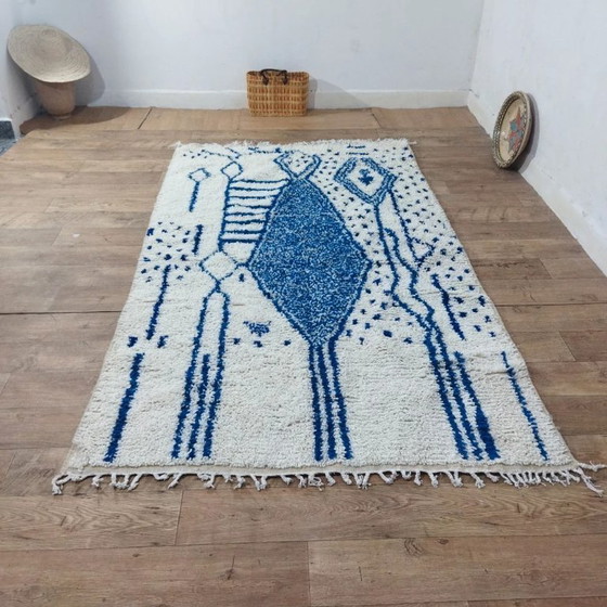Image 1 of Azilal-Wollteppich Blau – Naturwolle, handgewebt (250×145 cm)