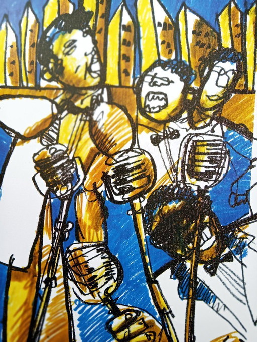 Herman Brood--Color offset lithograph Ray Charles from 1993