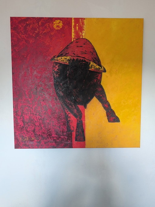 Abstract Bull by B. Williams (100x100)
