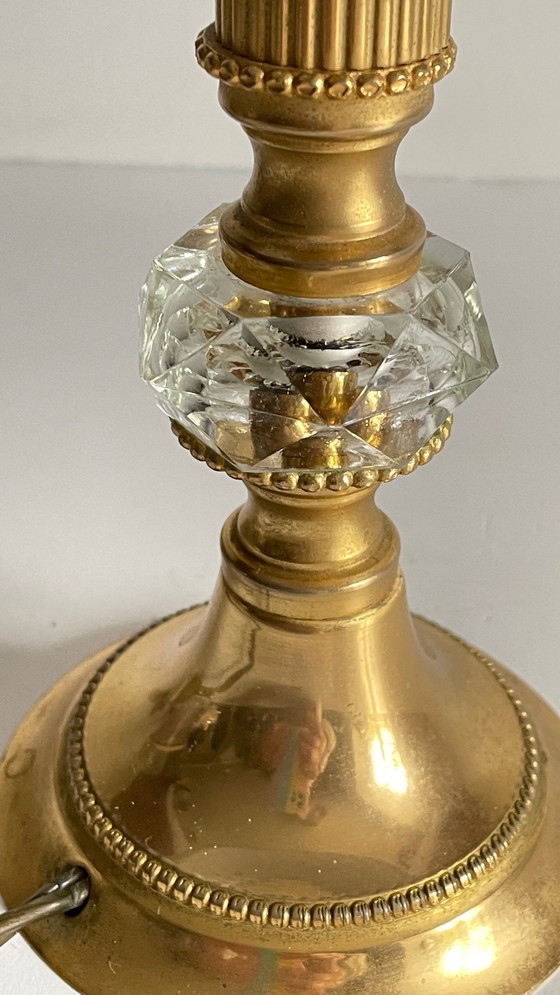 Image 1 of Vintage lamp van verguld metaal en kristal