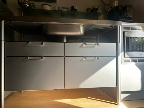 Bulthaup System 20 with Bosch retro refrigerator and oven/microwave block, Furniture, Glass, Metal, Brown (photo 5 of 16)