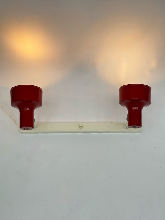 Image 1 of Applique murale double vintage Anvia Almelo, rouge, années 1970