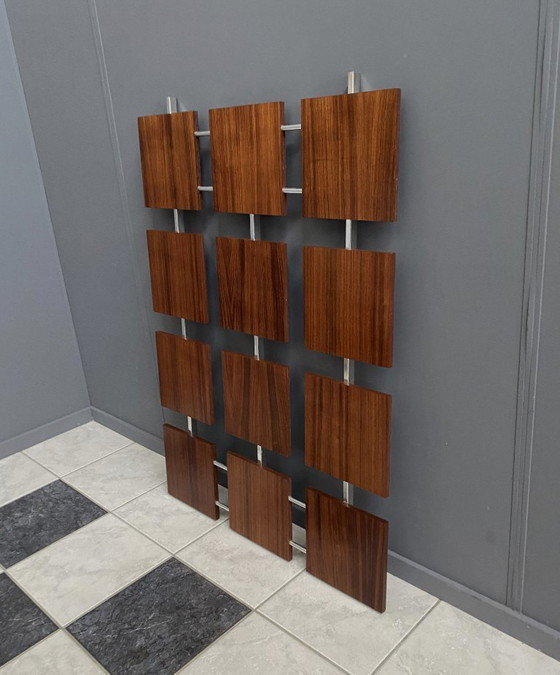 Image 1 of Appendiabiti da parete in legno impiallacciato palissandro e cromo, anni '60