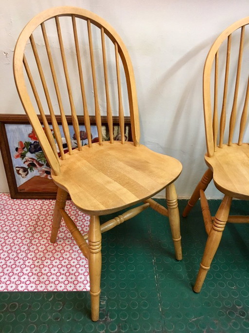 Ein Paar Vintage-Windsor-Stühle – eetkamerstoelen, Wood (photo 2 of 8)