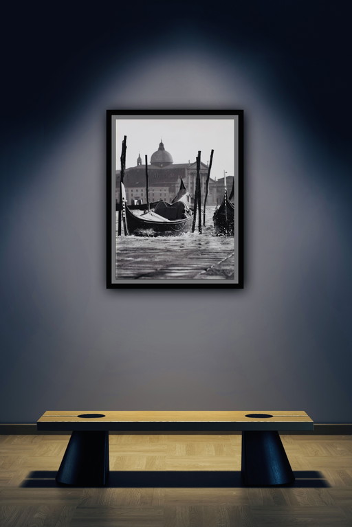 Impresión fotográfica litográfica, "Venecia en blanco y negro". Póster vintage original, 1996.