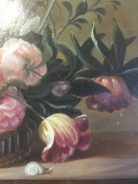 Composición de ramo de flores sobre lienzo 91x71. – Pinturas y dibujos, Wood, Canvas, Vintage (photo 4 of 13)