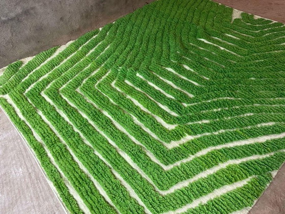 Image 1 of Handgeweven tapijt van puur wol, groen Marokkaans Atlas tapijt, afmeting 200x300 cm