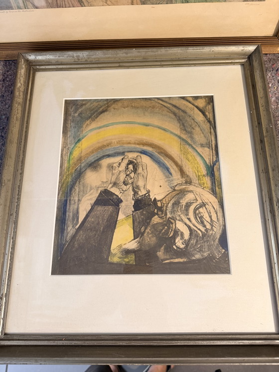 Jan Toorop 1858-1928 / Lithographie - La Prière (Autoportrait) 1927 – Lithographies et sérigraphies, Paper (photo 6 of 9)