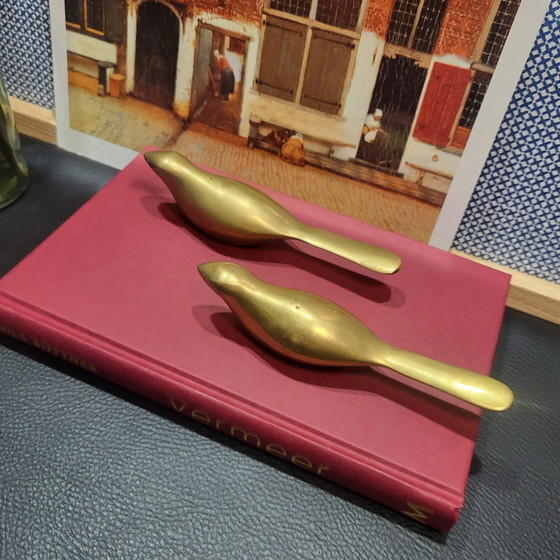 Image 1 of Due uccelli in ottone - decorativi, lunghi 13 cm e alti 3,5 cm