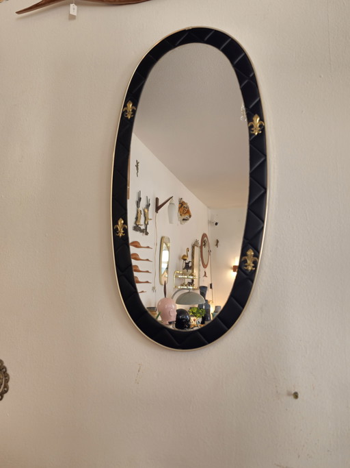 Vintage Mirror Skai Leather Skaileer French Lily
