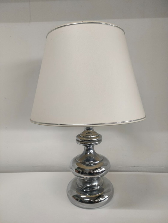 Image 1 of Vintage 1960s/70s metal chrome-plated design table lamp (with shade selection)
