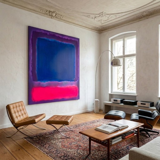 XXL Exclusive Neon Color Field Painting Abstract Rothko Style 5 mm Acrylic Glass 140x140 cm