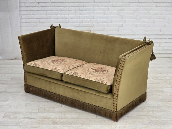 Image 1 of 1970s Danish 2-Seater "Spanish" Drop Arm Sofa, Furniture Velour