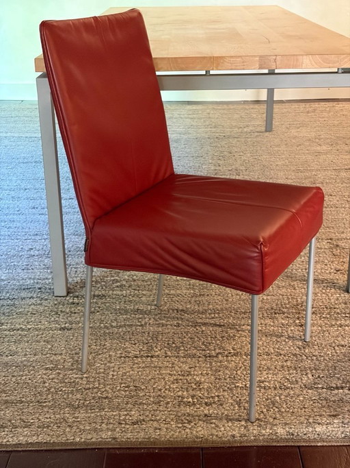 6 Montis dining chairs model Face red leather