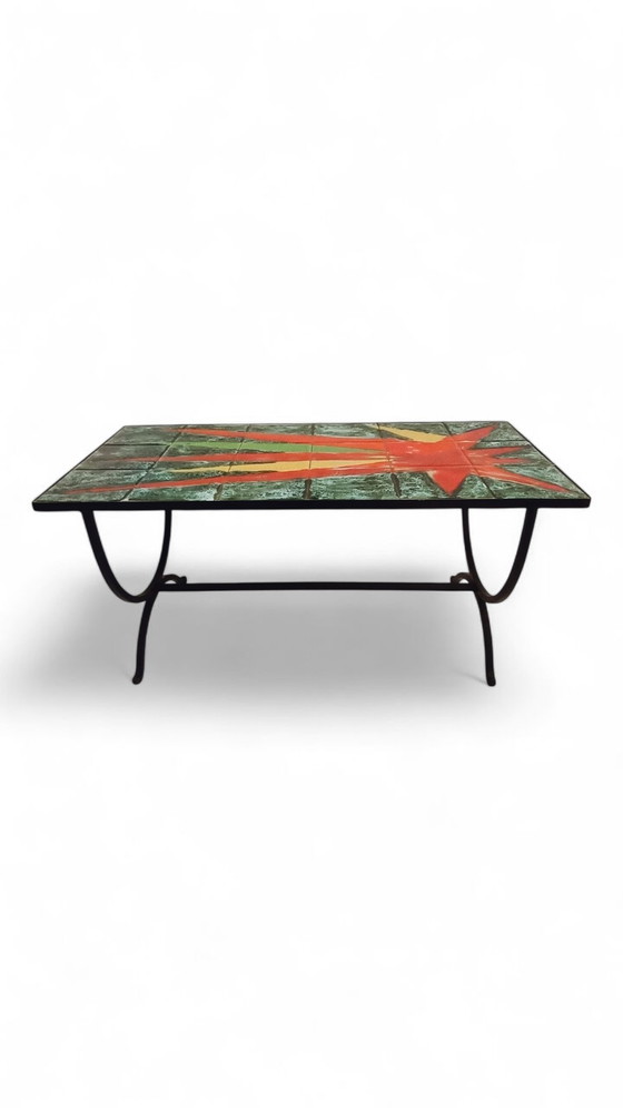 Image 1 of Table basse avec carreaux de céramique avec explosion de couleurs sur