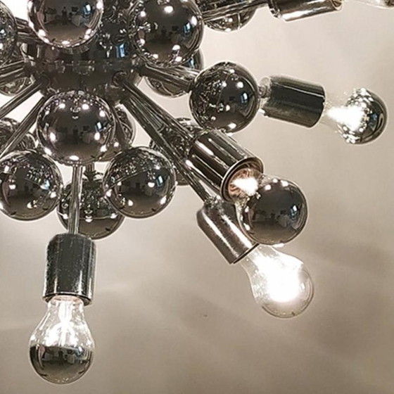 Image 1 of 1970s Astonishing Chandelier Sputnik by Goffredo Reggiani in Chrome. Made in Italy