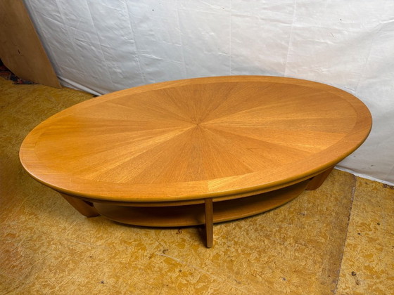 Stunning Vintage Nathan Teak Oval Coffee Table | 1960 | Iconic Sunburst Design A Stunning Mid-Century Retro (photo 5 of 7)