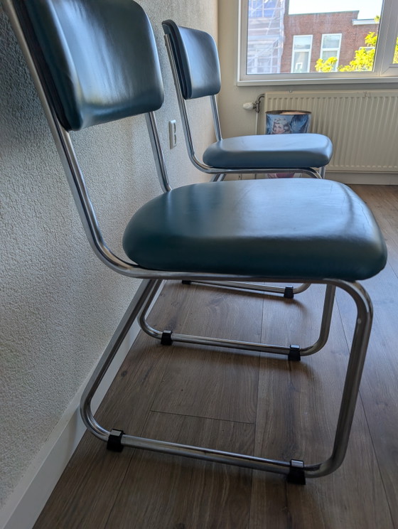 Gispen Stoelen – Eetkamerstoelen, Metal, Leather (photo 4 of 8)