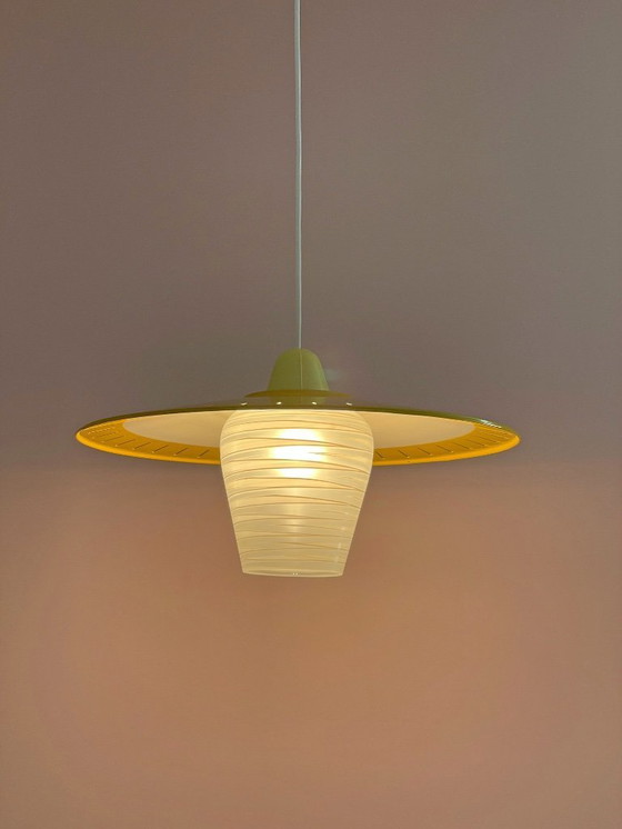 Image 1 of Lampada Mid Century Modern in vetro opalino, design olandese