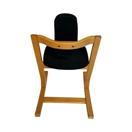 Image 1 of Peter Opsvik - Stokke - Pendulum - Sedia a dondolo dalla forma ergonomica - Rivestimento in tessuto nero e struttura in legno