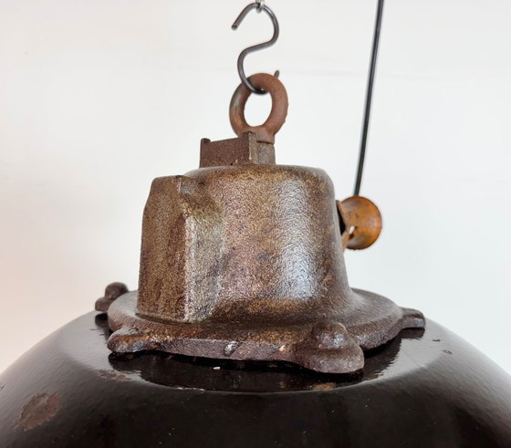 Image 1 of Lampada a sospensione industriale a gabbia in ghisa e smalto nero, anni '60