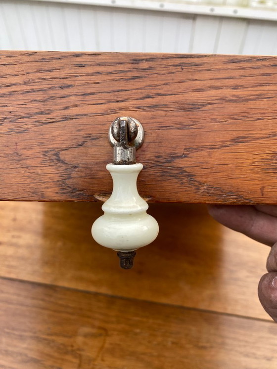 Image 1 of Sam solid oak farmhouse dining table with 1 drawer, circa 1950, 180x74cm