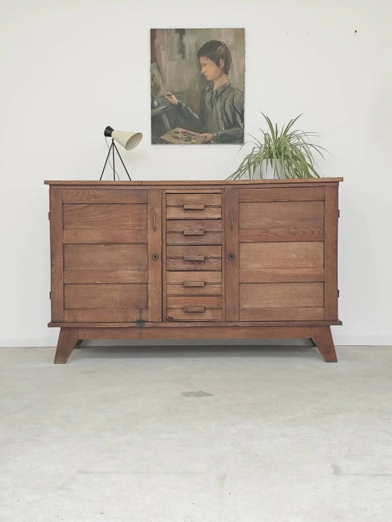 Buffet en chêne de René Gabriel, période de reconstruction 1950. – Armoires de rangement, Wood, Design (photo 21 of 30)