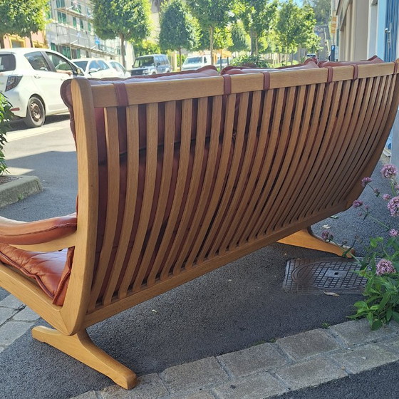 Image 1 of Banquette scandinave en bois et cuir par Soda Galvano pour Liebe Mobel