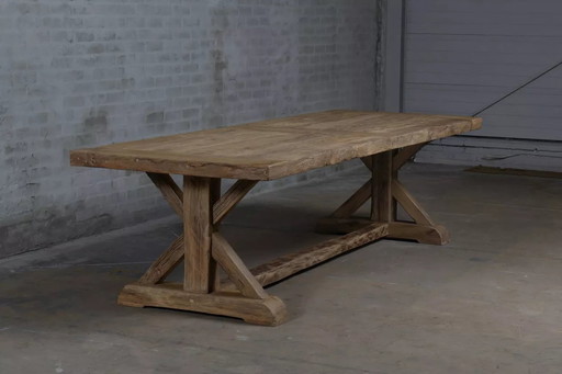 Farm Table - Cross Model - 300 x 100 cm - Antique Solid Oak