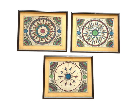 Image 1 of L'Ekonoscope, Set of 3 Framed Original Phenakistoscopes, France Epinal, XIX Cent.