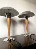 2x Mid Century Massiv Chrom Pilz Tischlampe Schreibtischlampe