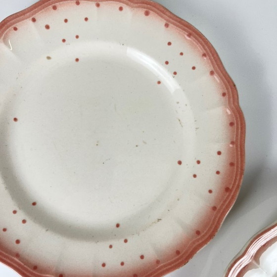 Image 1 of Set of 2 pink Salins-les-Bains plates, pre-1970