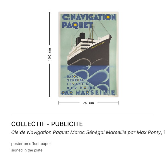 COLLECTIEF - ADVERTENTIE Poster Navigatiebedrijf Pakket Marokko Senegal Marseille Pa – Paper (photo 3 of 5)