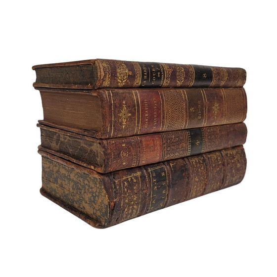 Image 1 of Decanter segreto, vetro tagliato, pelle goffrata, legno, FFS XIX - Francia