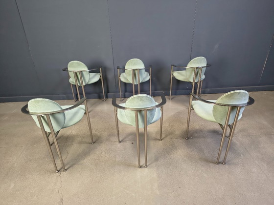 Image 1 of Vintage eetkamerstoelen van Belgo chrom, set van 6 - jaren 80