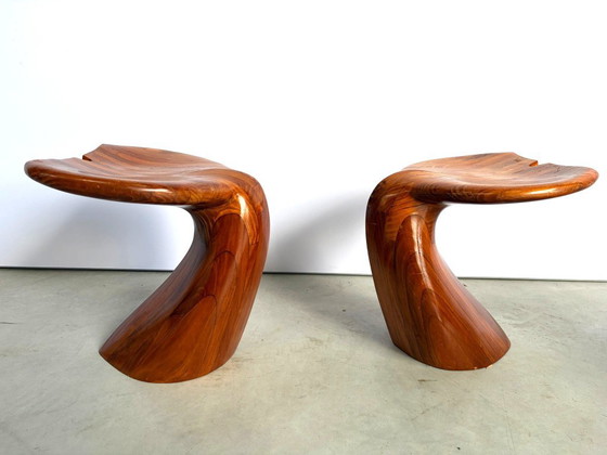 Polyte Solet Dolphin Coffee Table And Stools, 1990s – Glass, Wood (photo 16 of 16)