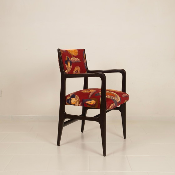 Gio Ponti Stuhl Mod. 110 mit Fornasetti Originalstoff für Cassina 1953 – Esszimmerstühle, Wood (photo 16 of 28)