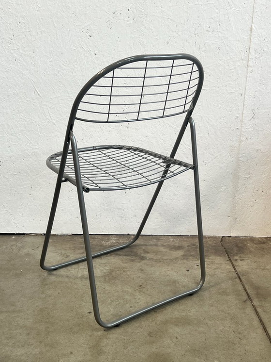 Image 1 of Sedia vintage pieghevole grigia/sedia in filo metallico, Niels Gammelgaard per IKEA, anni '80