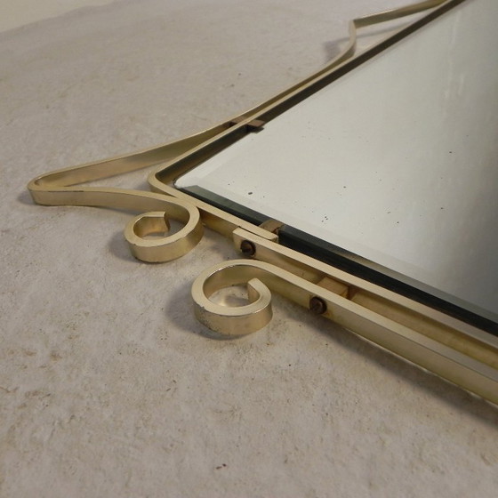 Image 1 of Vintage geslepen spiegel in aluminium frame, jaren 50