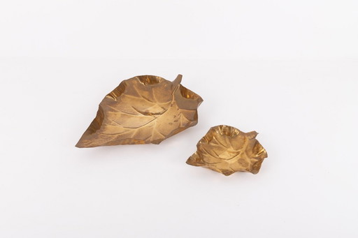 Juego de cuencos decorativos de latón con forma de hoja, Italia